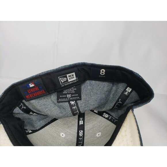 Genuine New Era 59Fifty Boston Red Sox Blue Denim B Hat – Fitted Cap with Wear - Picture 9 of 12